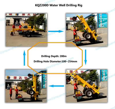 cheap trailer mounted mobile drill equipment KQZ200D 200m water well drilling rig